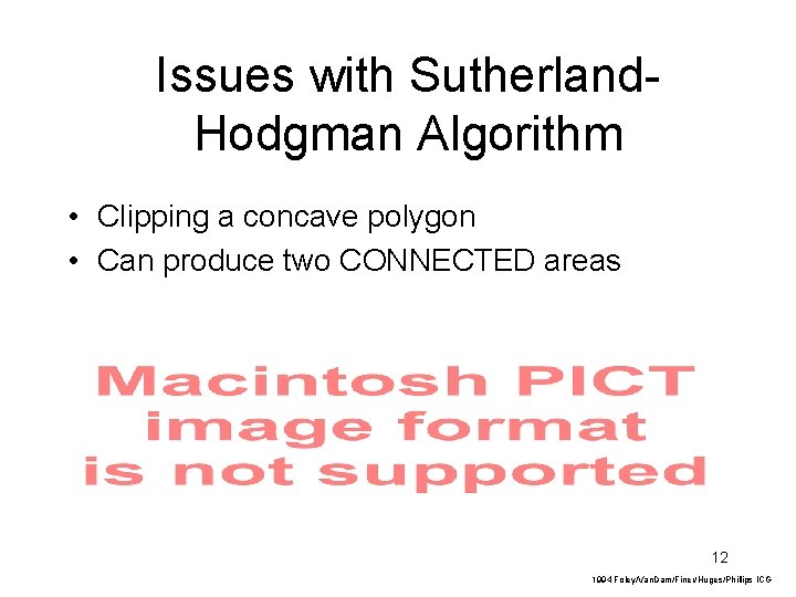 Issues with Sutherland. Hodgman Algorithm • Clipping a concave polygon • Can produce two