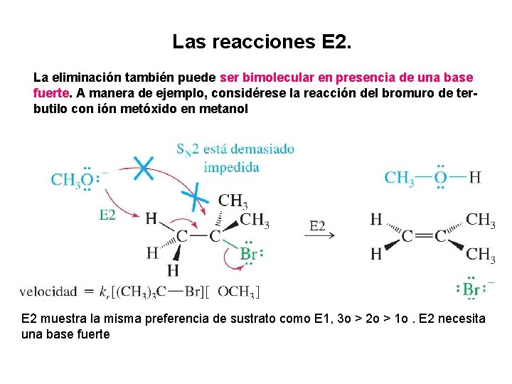 Las reacciones E 2. La eliminación también puede ser bimolecular en presencia de una