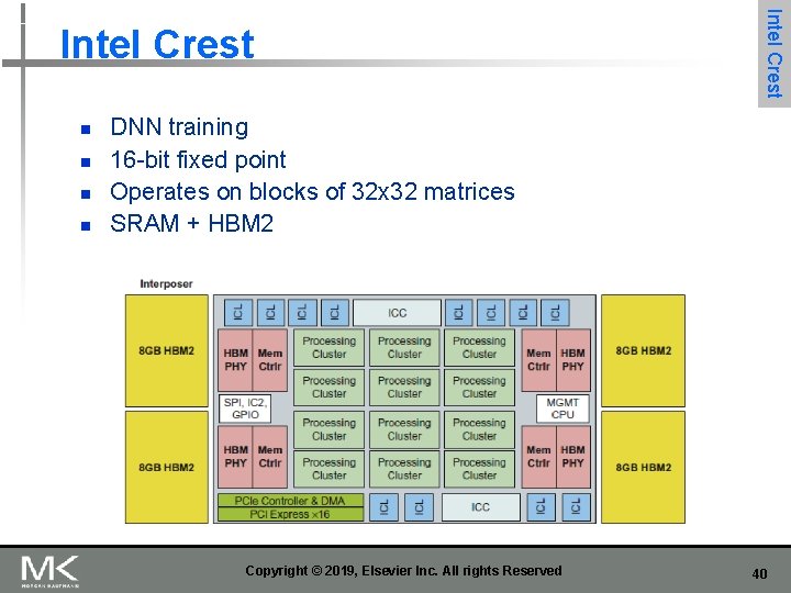 n n Intel Crest DNN training 16 -bit fixed point Operates on blocks of