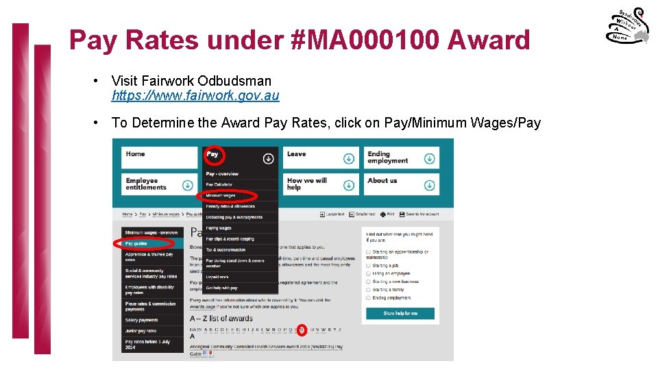 Pay Rates under #MA 000100 Award • Visit Fairwork Odbudsman https: //www. fairwork. gov.