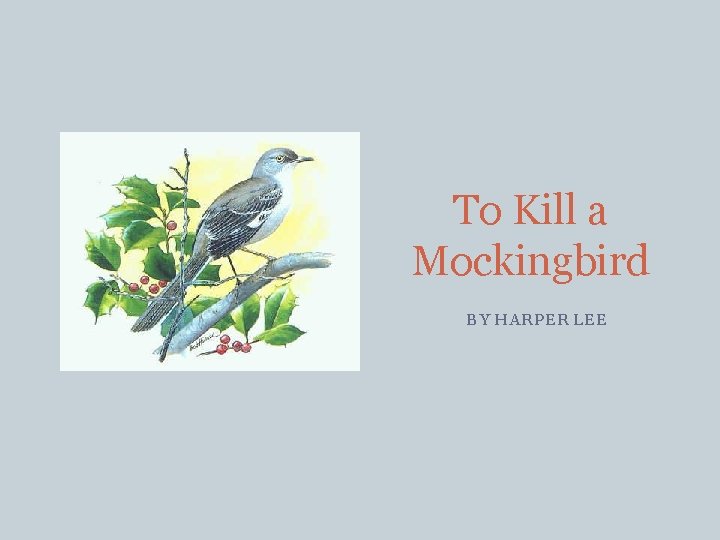 To Kill a Mockingbird BY HARPER LEE 