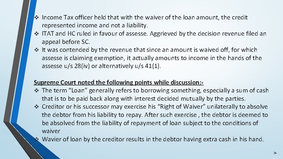 Income Tax officer held that with the waiver of the loan amount, the credit