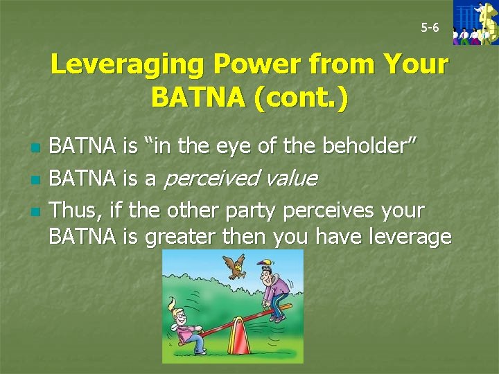 5 -6 Leveraging Power from Your BATNA (cont. ) n n n BATNA is
