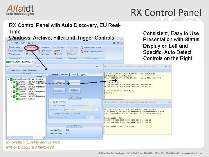 RX Control Panel with Auto Discovery, EU Real. Time Windows, Archive, Filter and Trigger