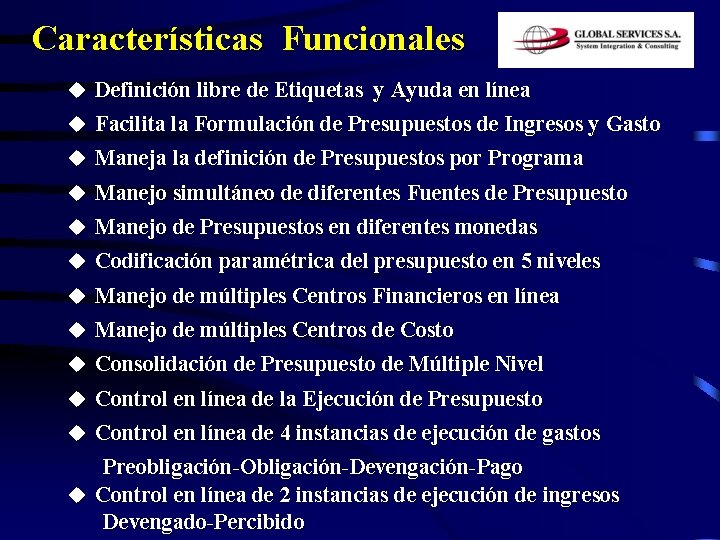 Características Funcionales u Definición libre de Etiquetas y Ayuda en línea u Facilita la