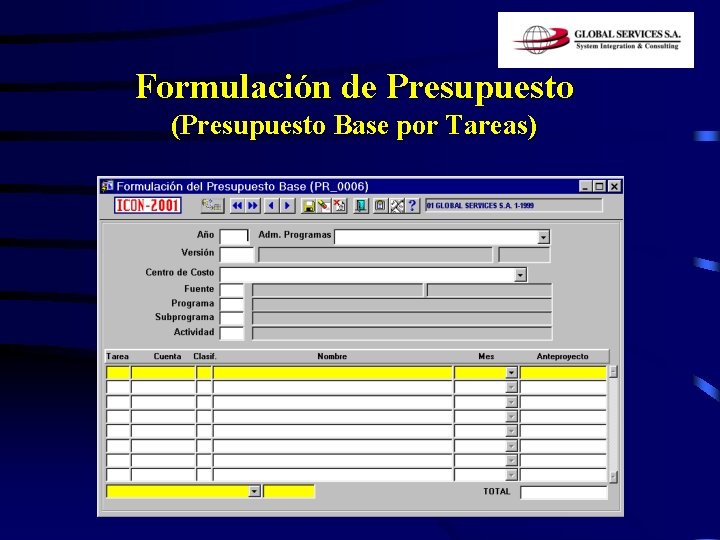 Formulación de Presupuesto (Presupuesto Base por Tareas) 