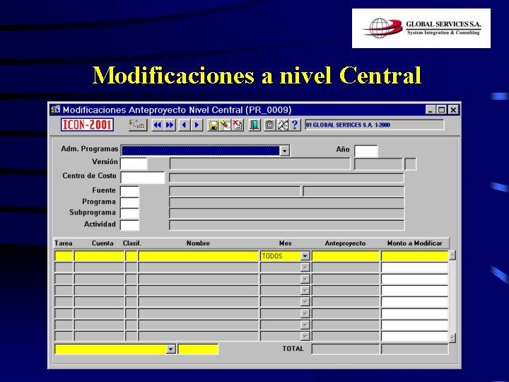 Modificaciones a nivel Central 