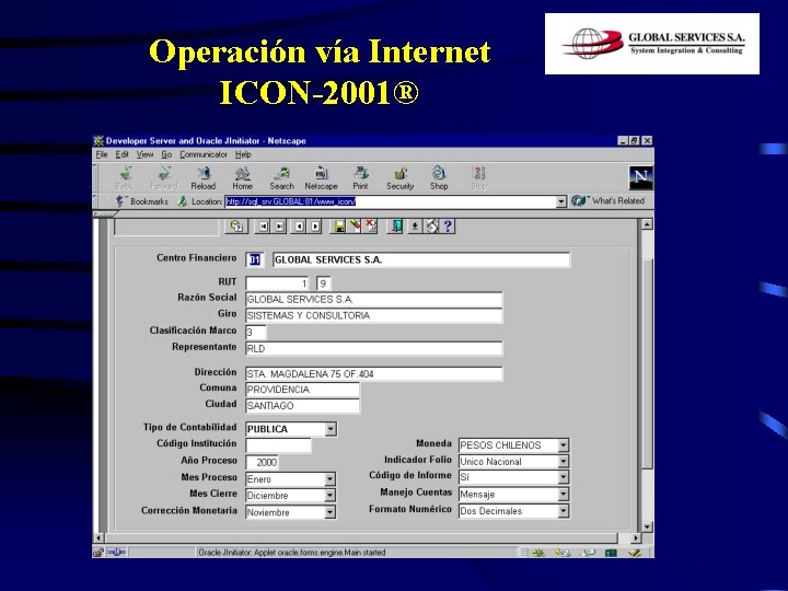 Operación vía Internet ICON-2001® 