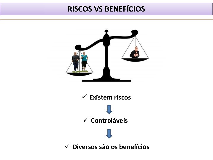 RISCOS VS BENEFÍCIOS ü Existem riscos ü Controláveis ü Diversos são os benefícios 