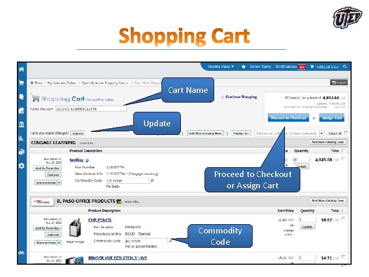 Cart Name Update Proceed to Checkout or Assign Cart Commodity Code 14 Cart Name Update Proceed to Checkout or Assign Cart Commodity Code 14