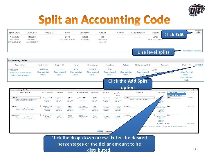 Click Edit Line level splits Click the Add Split option Click the drop-down arrow. Click Edit Line level splits Click the Add Split option Click the drop-down arrow.