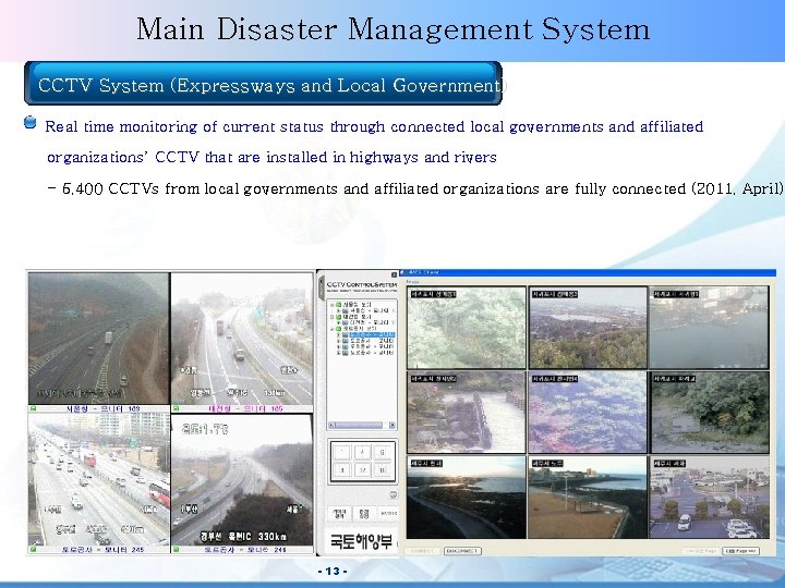 NEMA Main Disaster Management System CCTV System (Expressways and Local Government) Real time monitoring