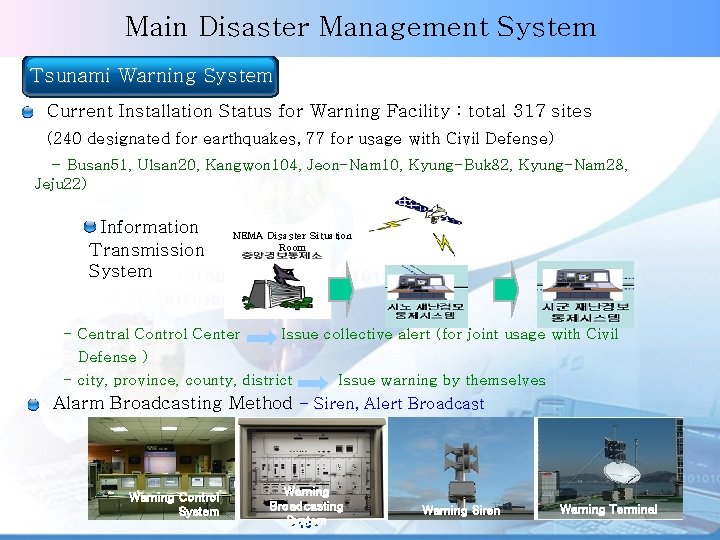 NEMA Main Disaster Management System Tsunami Warning System Current Installation Status for Warning Facility