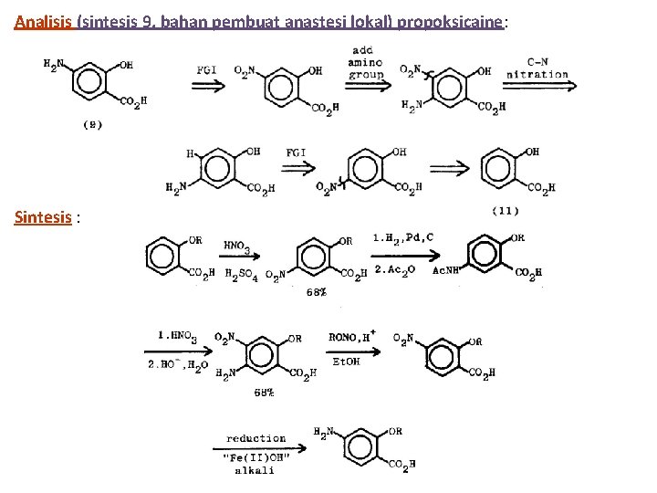 Analisis (sintesis 9, bahan pembuat anastesi lokal) propoksicaine: Sintesis : 