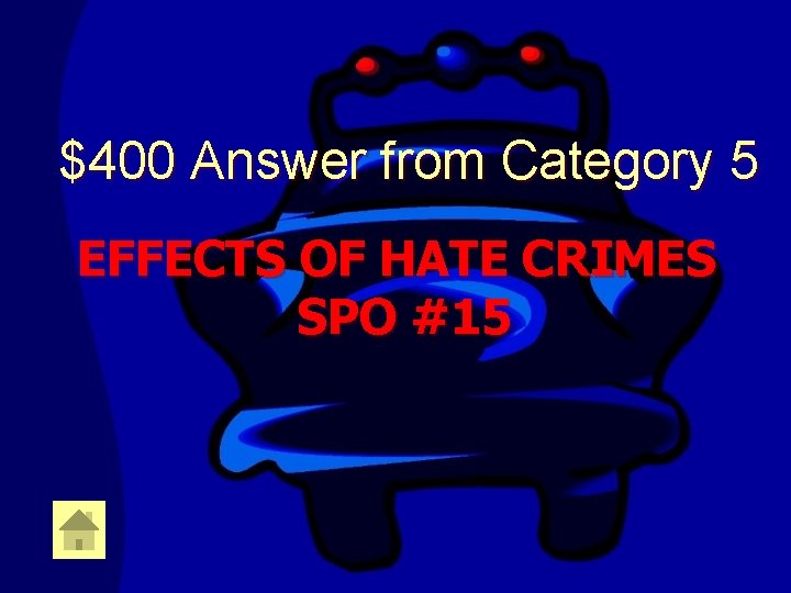 $400 Answer from Category 5 EFFECTS OF HATE CRIMES SPO #15 