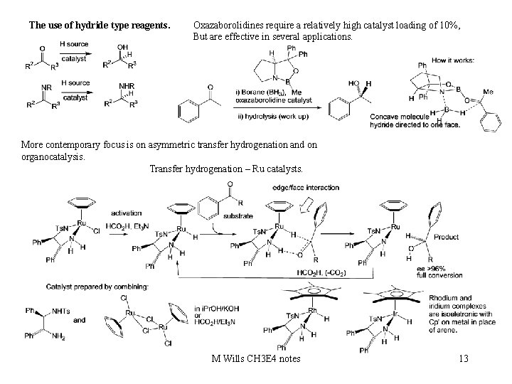 The use of hydride type reagents. Oxazaborolidines require a relatively high catalyst loading of