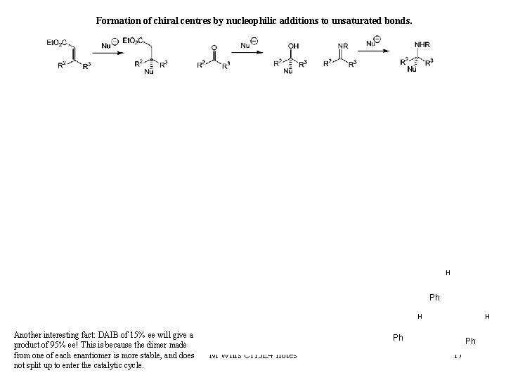 Formation of chiral centres by nucleophilic additions to unsaturated bonds. Diethylzinc additions H Ph