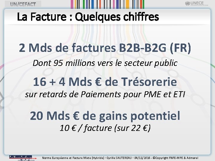 La Facture : Quelques chiffres 2 Mds de factures B 2 B-B 2 G