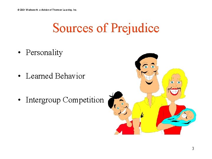 © 2001 Wadsworth, a division of Thomson Learning, Inc Sources of Prejudice • Personality