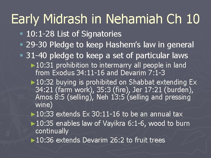 Early Midrash in Nehamiah Ch 10 § 10: 1 -28 List of Signatories §