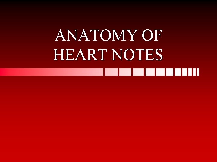 ANATOMY OF HEART NOTES 