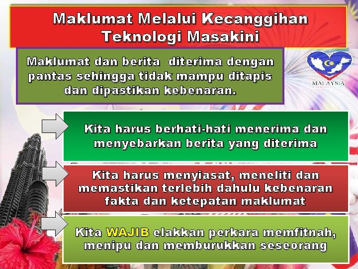 Maklumat Melalui Kecanggihan Teknologi Masakini Maklumat dan berita diterima dengan pantas sehingga tidak mampu