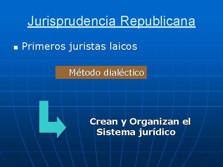 Jurisprudencia Republicana n Primeros juristas laicos Método dialéctico Crean y Organizan el Sistema jurídico