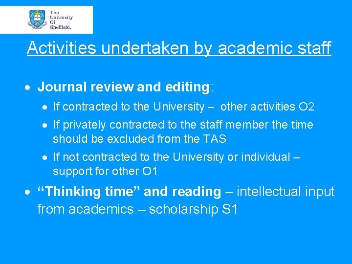 Activities undertaken by academic staff · Journal review and editing: · If contracted to