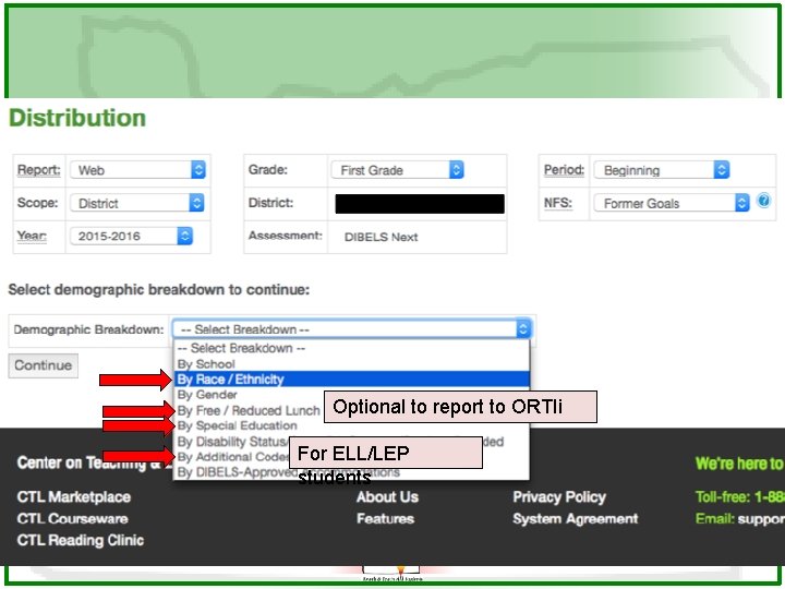 Optional to report to ORTIi For ELL/LEP students 