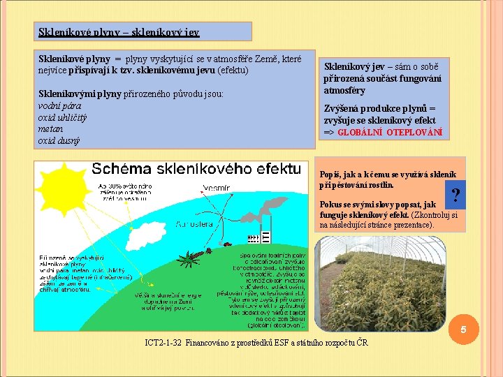 Skleníkové plyny – skleníkový jev Skleníkové plyny = plyny vyskytující se v atmosféře Země,