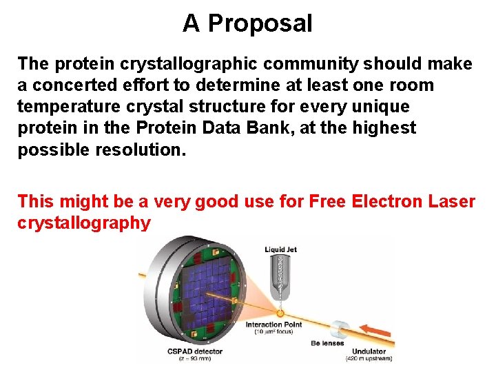 A Proposal The protein crystallographic community should make a concerted effort to determine at