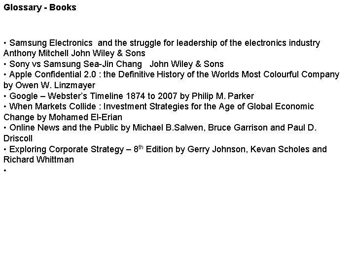 Glossary - Books • Samsung Electronics and the struggle for leadership of the electronics