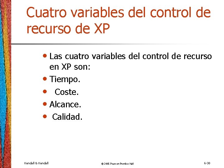 Cuatro variables del control de recurso de XP • Las cuatro variables del control