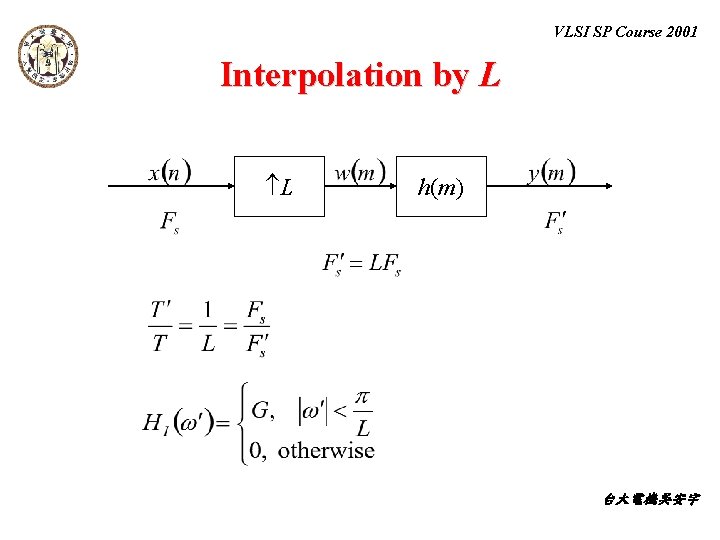 VLSI SP Course 2001 Interpolation by L L h(m) 台大電機吳安宇 