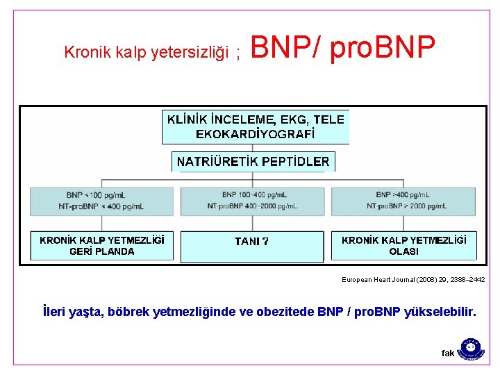 Kronik kalp yetersizliği ; BNP/ pro. BNP European Heart Journal (2008) 29, 2388– 2442