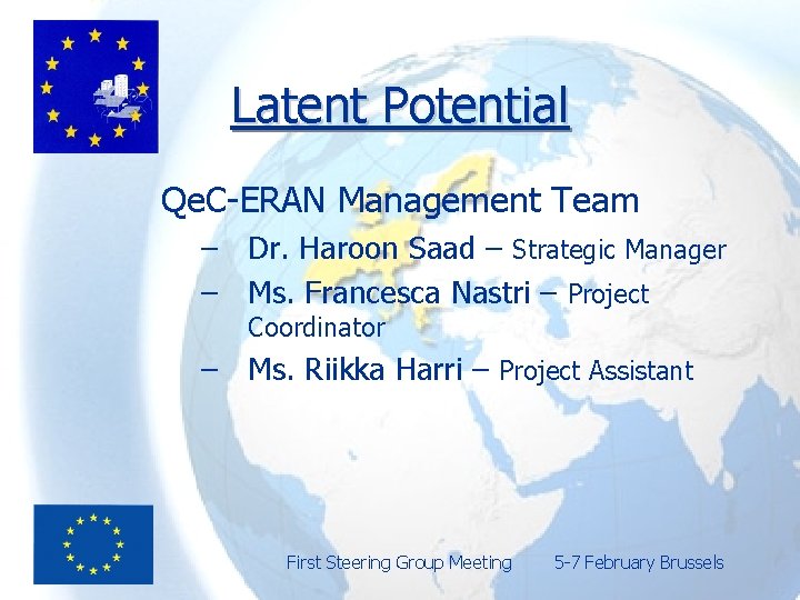 Latent Potential Qe. C-ERAN Management Team – Dr. Haroon Saad – Strategic Manager –