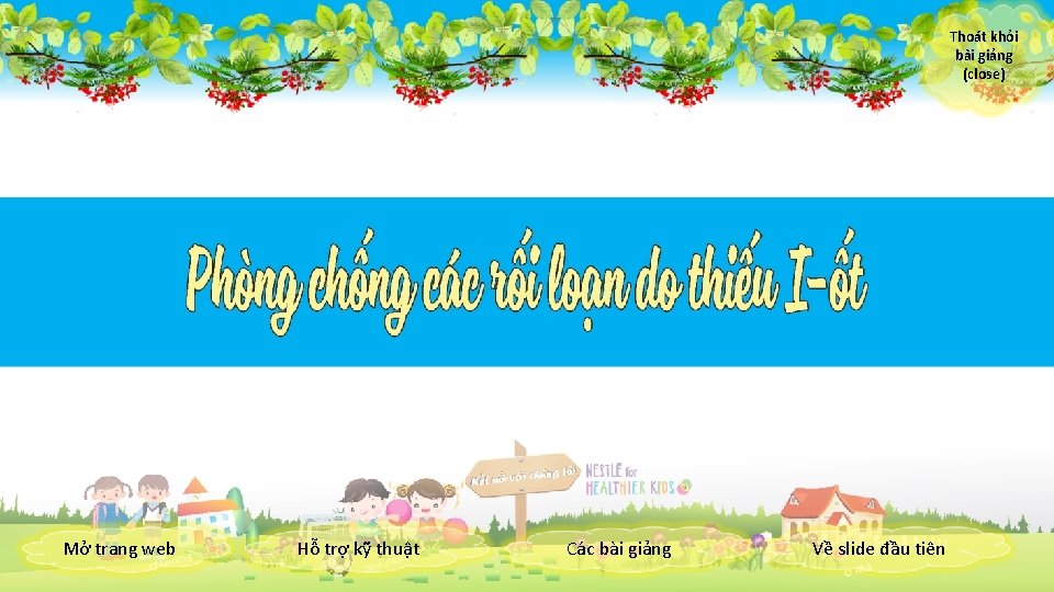 Thoát khỏi bài giảng (close) Mở trang web Hỗ trợ kỹ thuật Các bài