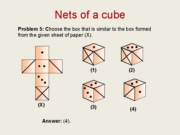 Nets of a cube Problem 5: Choose the box that is similar to the