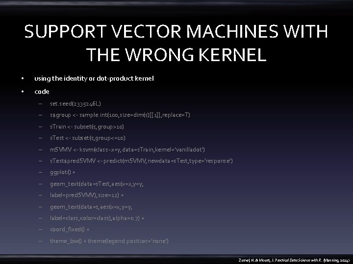 SUPPORT VECTOR MACHINES WITH THE WRONG KERNEL • using the identity or dot-product kernel