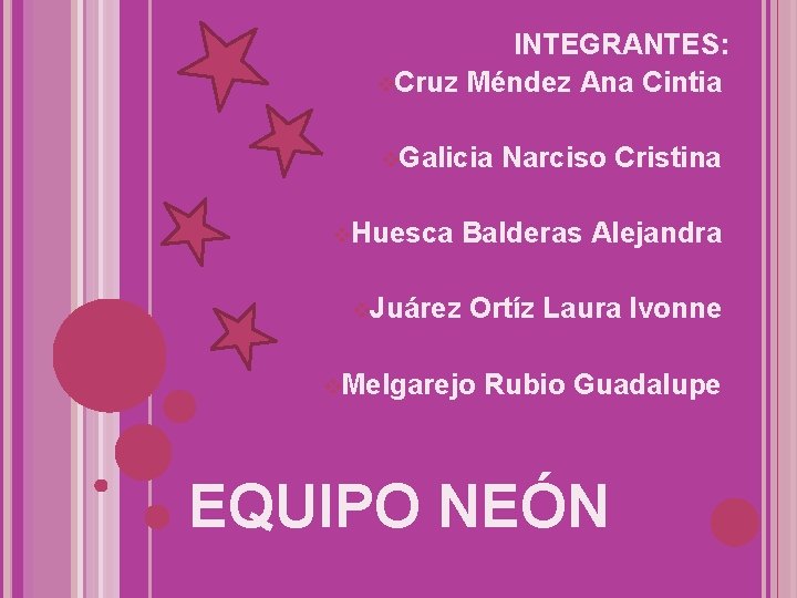 INTEGRANTES: v. Cruz Méndez Ana Cintia v. Galicia v. Huesca Narciso Cristina Balderas Alejandra