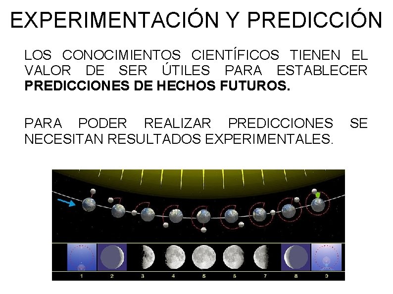 EXPERIMENTACIÓN Y PREDICCIÓN LOS CONOCIMIENTOS CIENTÍFICOS TIENEN EL VALOR DE SER ÚTILES PARA ESTABLECER