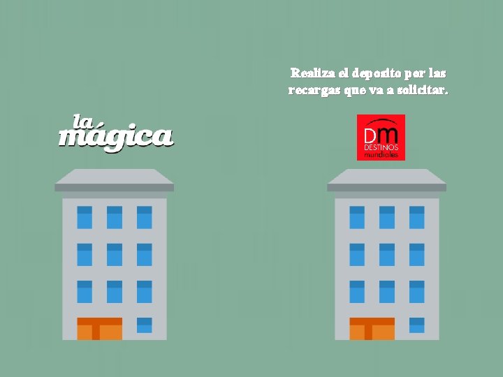 Realiza el deposito por las recargas que va a solicitar. 