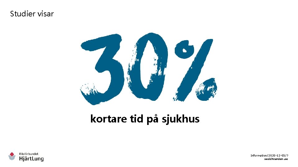 Studier visar kortare tid på sjukhus Information/2020 -12 -05/7 seddivarden. se 
