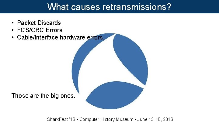 What causes retransmissions? • Packet Discards • FCS/CRC Errors • Cable/Interface hardware errors. Those What causes retransmissions? • Packet Discards • FCS/CRC Errors • Cable/Interface hardware errors. Those