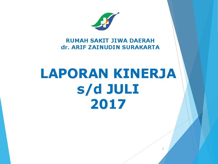 RUMAH SAKIT JIWA DAERAH dr. ARIF ZAINUDIN SURAKARTA LAPORAN KINERJA s/d JULI 2017 1