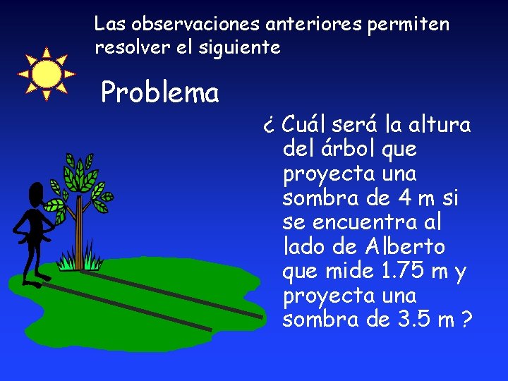 Las observaciones anteriores permiten resolver el siguiente Problema ¿ Cuál será la altura del