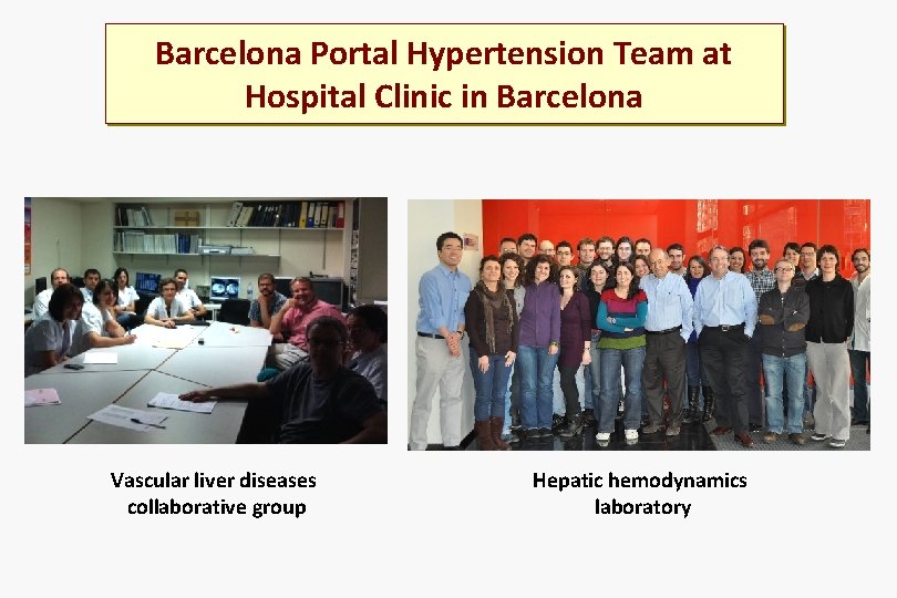 Barcelona Portal Hypertension Team at Hospital Clinic in Barcelona Vascular liver diseases collaborative group