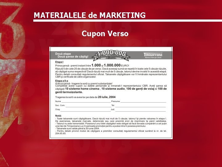 MATERIALELE de MARKETING Cupon Verso 