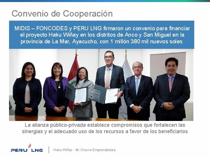 Convenio de Cooperación | MIDIS – FONCODES y PERU LNG firmaron un convenio para