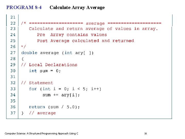 PROGRAM 8 -4 Calculate Array Average Computer Science: A Structured Programming Approach Using C